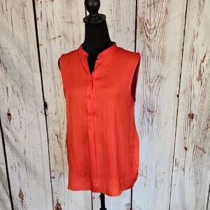 Vince Camuto Bright Coral Button Down Sleeveless Top S